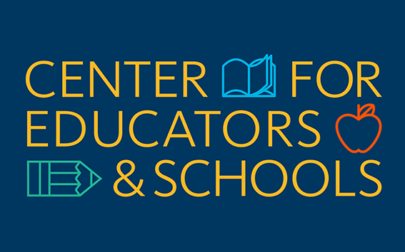 Center for Educators and Schools logo featuring an open book, an apple, and a sharpened pencil.