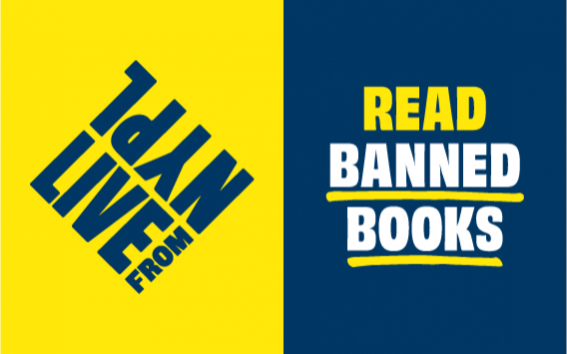 LIVE from NYPL logo with text that reads "Read Banned Books"