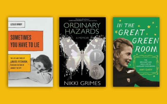 book covers on a yellow background